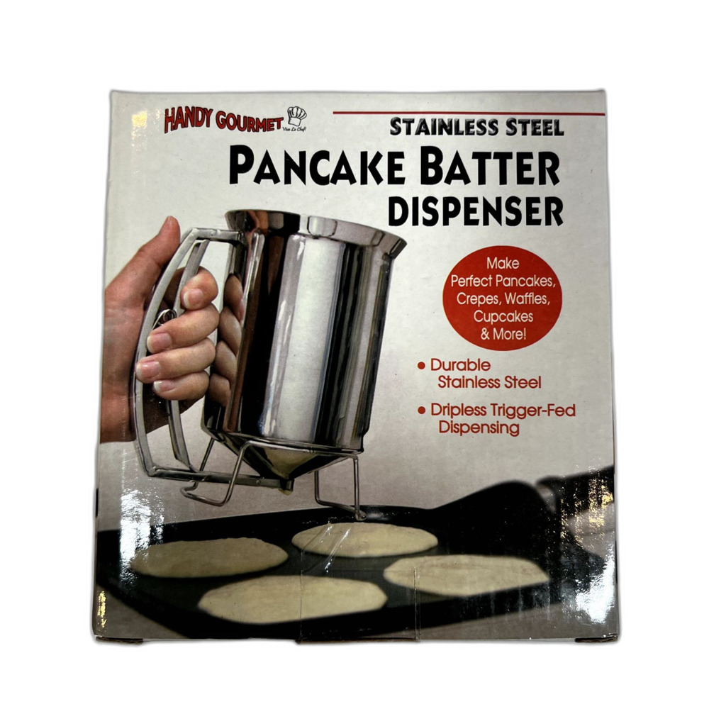 Pancake Batter Dispenser Handy Gourmet Stainless Steel Holds 3 Cups Batter NEW
